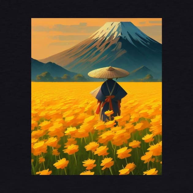 Journey To Mount Fuji - Samurai and Wildflower Impressionism by AnimeVision